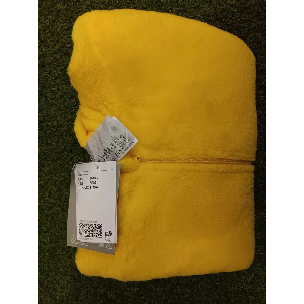 Yellow‎ Pikachu Pajama Jump Suit Embroidery Fleece Full Length Boys 8/10